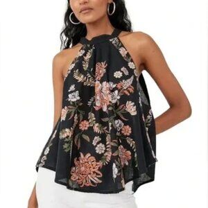 Womens Free People Emily Floral Printed Halter Tank Small